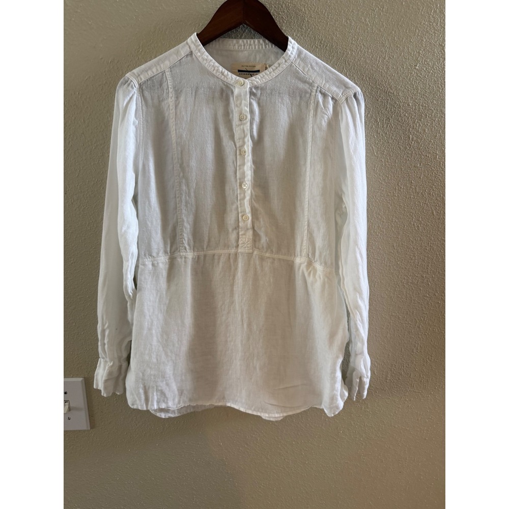 Guideboat Co. Ply the Waters White 100% Linen Tunic Shirt Size M Women's